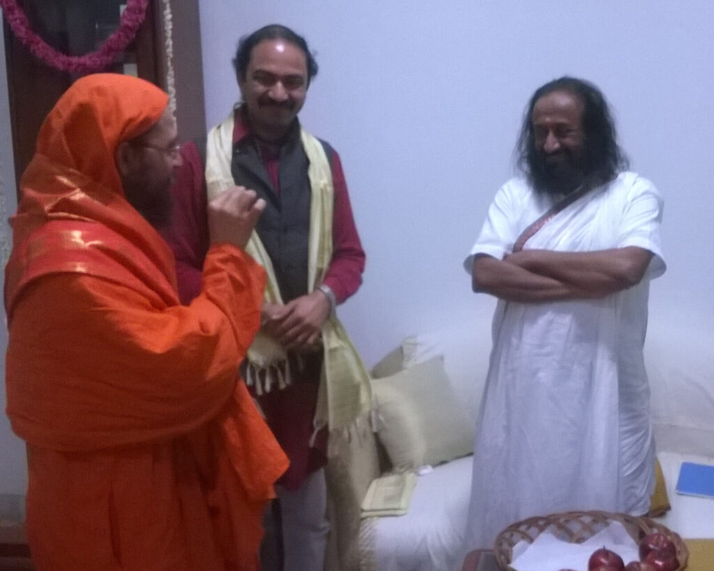 Sunil Yogachrya with Shri Shri Ravishnakar head of Art of Living and Swami Vishudhanand, all are master or Yoga and Meditation