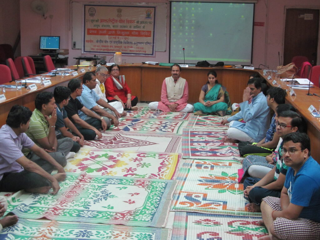 Corporate yoga and meditation programme at BHEL coporate office at Noida Conducted by Sunil Yogacharya and Dr. Shikha Goyal